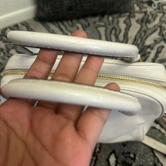 Michael Kors Satchel Crossbody Bag Knox Tassel white Pebbled Purse Handbag - Picture 3 of 9